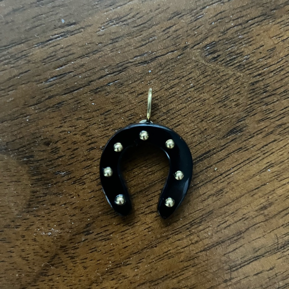 Black Onyx Horseshoe Pendant with 14k Gold Accents